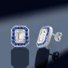 Filigree Halo Emerald Stud Earrings in Sterling Silver