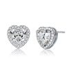 Sterling Silver Halo Heart Stud Earrings for Women - 2.72 CT TW