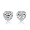 Sterling Silver Halo Heart Stud Earrings for Women - 2.72 CT TW