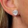 Sterling Silver Halo Heart Stud Earrings for Women - 2.72 CT TW