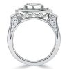 Art Deco Milgrain Halo Blue Sapphire Engagement Ring in Sterling Silver