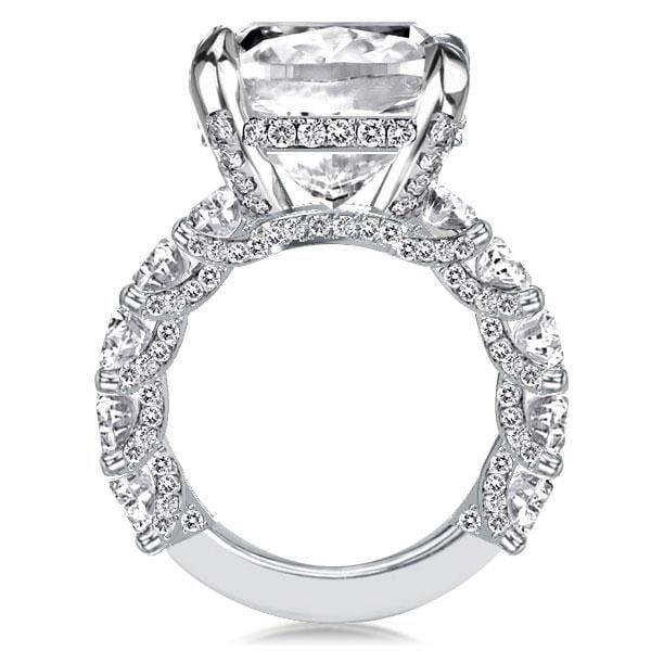 Sterling Silver Three-Quarters Baguette and Emerald Cut Engagement Ring