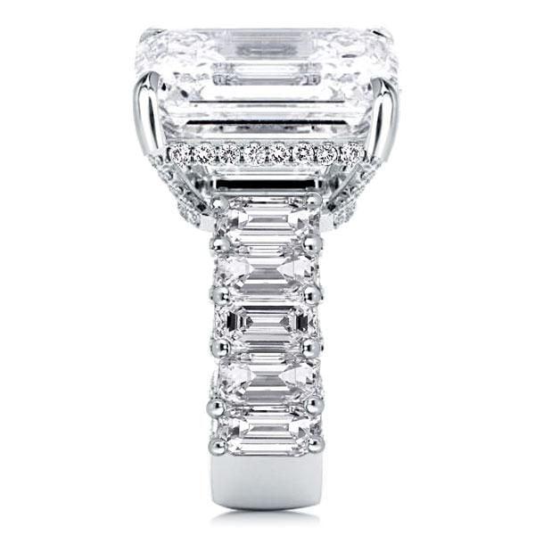 Sterling Silver Three-Quarters Baguette and Emerald Cut Engagement Ring