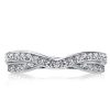 Women's Twisted Created White Sapphire Wedding Band in Sterling Silver