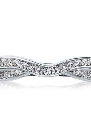 Women's Twisted Created White Sapphire Wedding Band in Sterling Silver