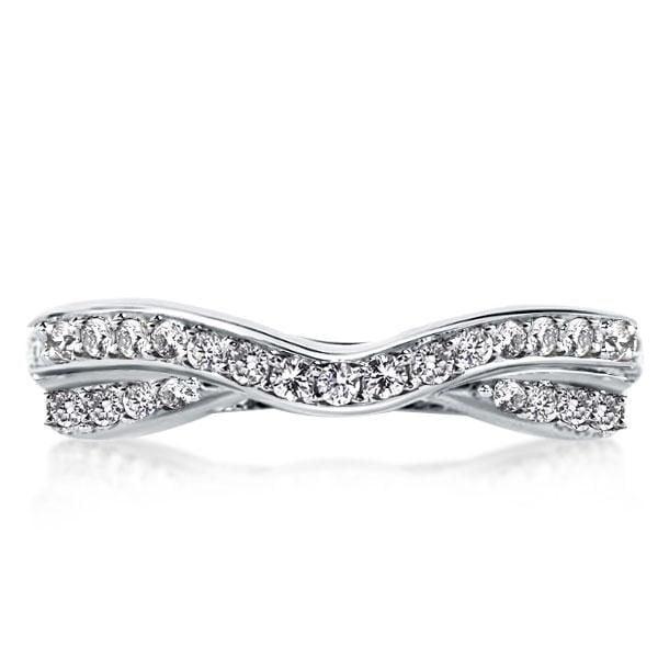Women's Twisted Created White Sapphire Wedding Band in Sterling Silver