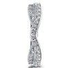 Women's Twisted Created White Sapphire Wedding Band in Sterling Silver