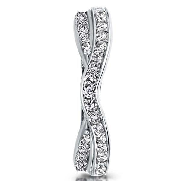 Women's Twisted Created White Sapphire Wedding Band in Sterling Silver