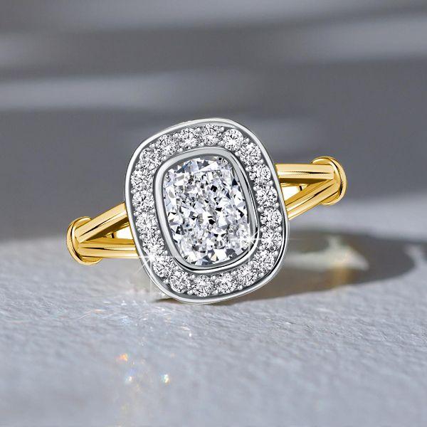 Halo Cushion Cut Sterling Silver Ring for Women - 2.06 CT TW