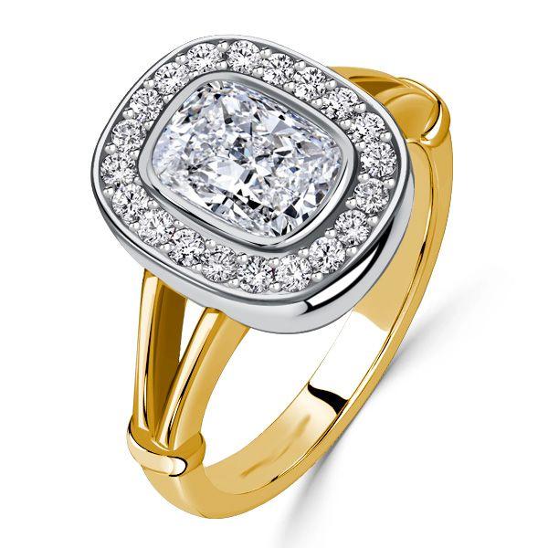 Halo Cushion Cut Sterling Silver Ring for Women - 2.06 CT TW