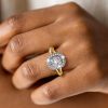 Halo Cushion Cut Sterling Silver Ring for Women - 2.06 CT TW
