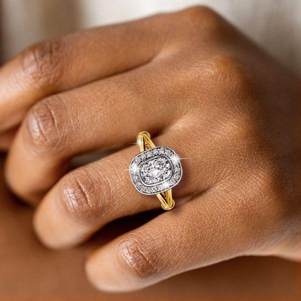 Halo Cushion Cut Sterling Silver Ring for Women - 2.06 CT TW
