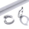 12.5mm Round Cut Diamond Accent Hoop Earrings for Women in Sterling Silver