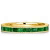 Emerald Green Milgrain Half Eternity Band - 18K Gold Plated Sterling Silver Wedding Ring