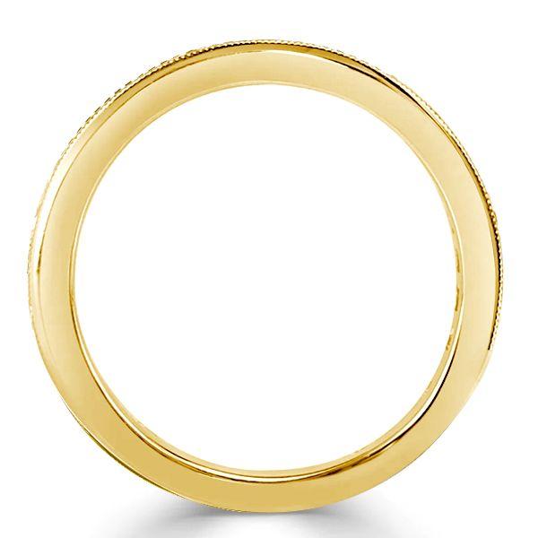 Emerald Green Milgrain Half Eternity Band - 18K Gold Plated Sterling Silver Wedding Ring