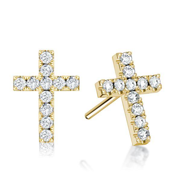 Dainty Sterling Silver Cross Stud Earrings for Women - Sparkling CZ Accents