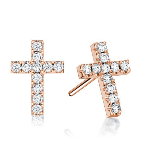 Dainty Sterling Silver Cross Stud Earrings for Women - Sparkling CZ Accents