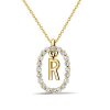 Personalized Initial Open Frame Pendant Necklace for Women, 18K Gold Plated Sterling Silver