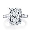 Three Stone White Sapphire Engagement Ring - 925 Sterling Silver Wedding Jewelry