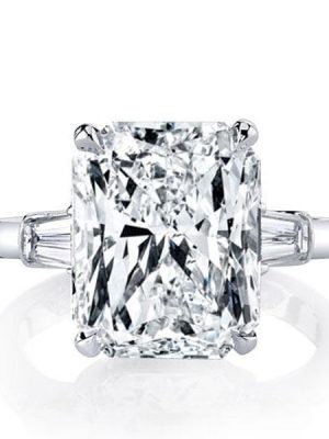 Three Stone White Sapphire Engagement Ring - 925 Sterling Silver Wedding Jewelry