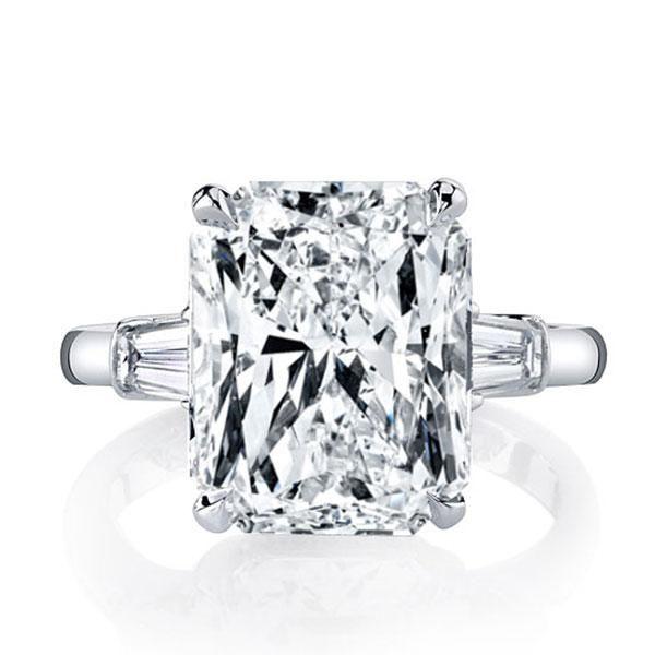 Three Stone White Sapphire Engagement Ring - 925 Sterling Silver Wedding Jewelry