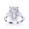 Three Stone White Sapphire Engagement Ring - 925 Sterling Silver Wedding Jewelry