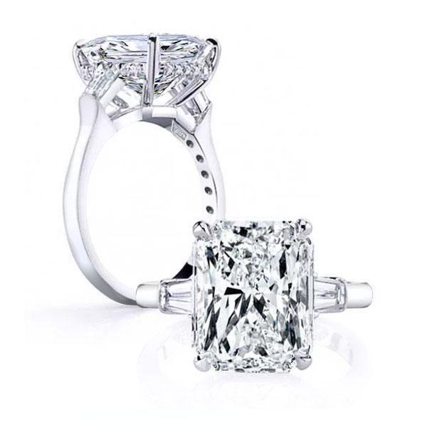 Three Stone White Sapphire Engagement Ring - 925 Sterling Silver Wedding Jewelry