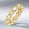 Vintage Round White Sapphire Eternity Wedding Band for Women in Sterling Silver