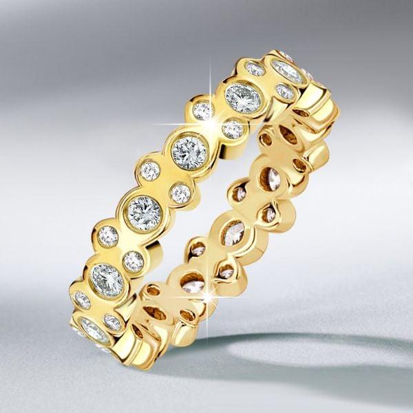 Vintage Round White Sapphire Eternity Wedding Band for Women in Sterling Silver
