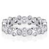 Vintage Round White Sapphire Eternity Wedding Band for Women in Sterling Silver