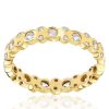 Vintage Round White Sapphire Eternity Wedding Band for Women in Sterling Silver