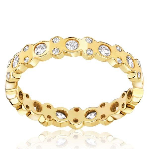 Vintage Round White Sapphire Eternity Wedding Band for Women in Sterling Silver