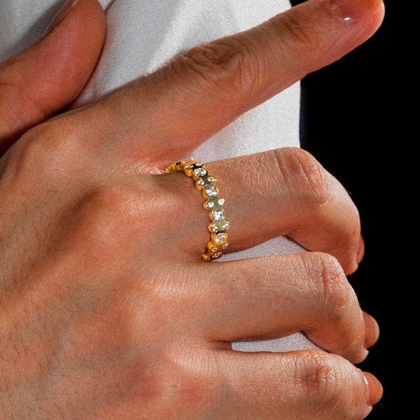 Vintage Round White Sapphire Eternity Wedding Band for Women in Sterling Silver