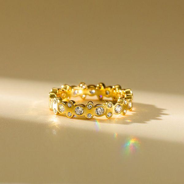 Vintage Round White Sapphire Eternity Wedding Band for Women in Sterling Silver