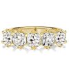 Five Stone Cushion Cut Wedding Band for Women, 3.85 CT. TW., 18K Gold Plated Sterling Silver