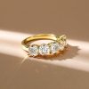 Five Stone Cushion Cut Wedding Band for Women, 3.85 CT. TW., 18K Gold Plated Sterling Silver