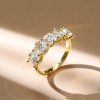 Five Stone Cushion Cut Wedding Band for Women, 3.85 CT. TW., 18K Gold Plated Sterling Silver