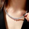 Sterling Silver Tennis Necklace for Women - Rhodium Plated, Nickel-Free (17-22 inches)