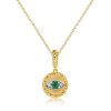 Emerald Evil Eye Necklace for Women - 18K Gold Plated Sterling Silver