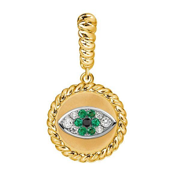 Emerald Evil Eye Necklace for Women - 18K Gold Plated Sterling Silver