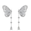 Sterling Silver Butterfly Earrings with White Sapphire Drops
