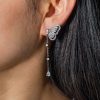 Sterling Silver Butterfly Earrings with White Sapphire Drops