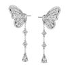 Sterling Silver Butterfly Earrings with White Sapphire Drops
