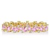 1.27 CT Princess Cut Pink Sapphire Eternity Band Ring, 18K Gold Plated Sterling Silver