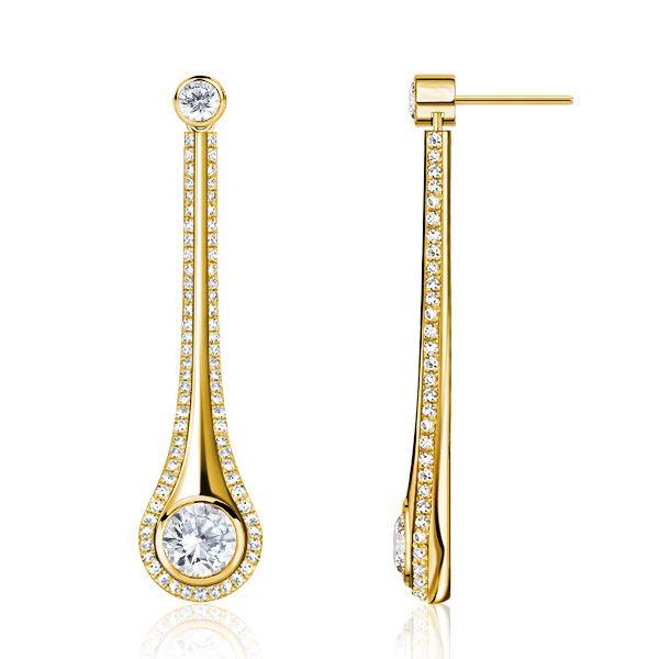 White Sapphire Comet Drop Earrings - Sterling Silver Dangle Earrings