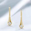 White Sapphire Comet Drop Earrings - Sterling Silver Dangle Earrings