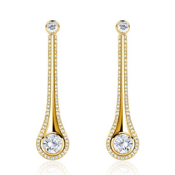 White Sapphire Comet Drop Earrings - Sterling Silver Dangle Earrings
