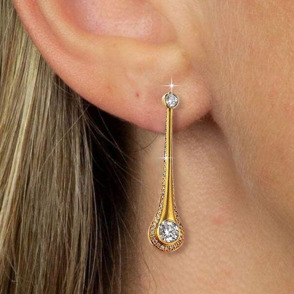 White Sapphire Comet Drop Earrings - Sterling Silver Dangle Earrings