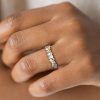 Emerald Pear Cut Half Eternity Wedding Band - 18K Gold Plated Sterling Silver