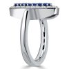 White & Blue Sapphire Horseshoe Ring for Women - Sterling Silver Engagement Ring